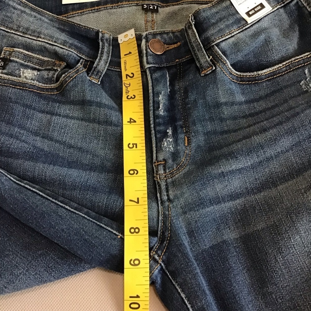 Judy Blue Dark Wash Distressed Skinny Crop Jeans - Picture 8 of 11